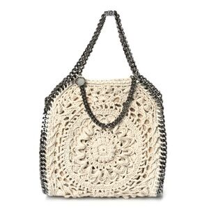 Stella McCartney Cotton Crochet Falabella Ajouree Tote Bag White